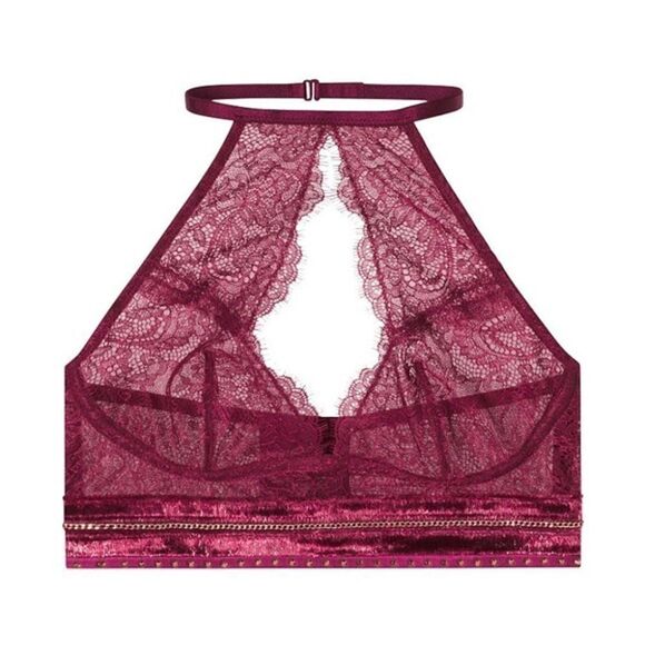 VS Very Sexy Black Orchid Eyelash Lace High Neck - Picture 1 of 7